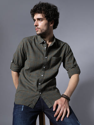 Classic Windowpane Checks Pure Cotton Casual Shirt