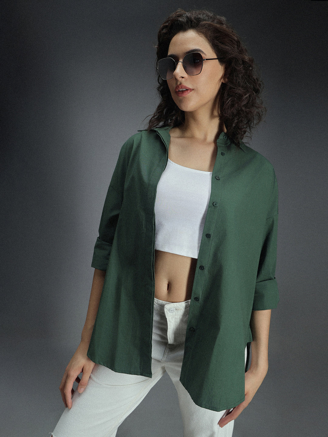 Classic Oversized Spread Collar Long Sleeves Cotton Casual Shirt