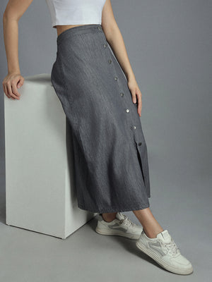 Women regular fit cotton solid Maxi skirt