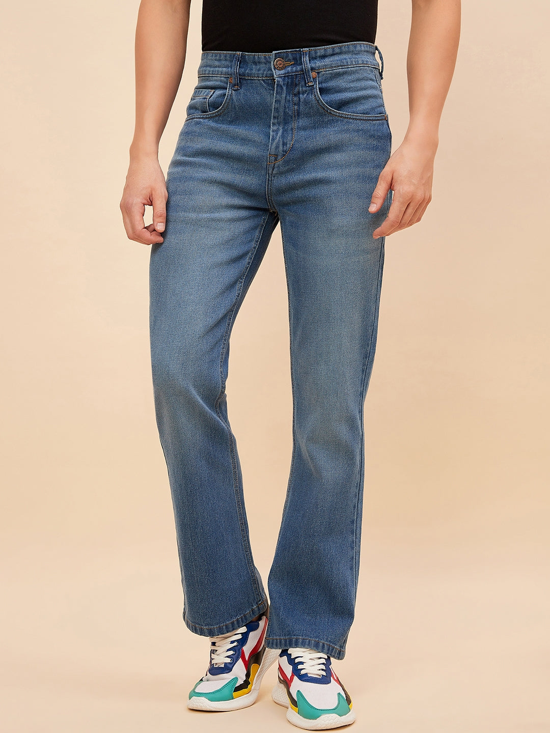 Men Bootcut Light Fade Stretchable Jeans