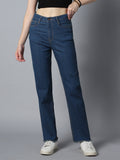 Women Straight Fit High-Rise Clean Look Stretchable Jeans