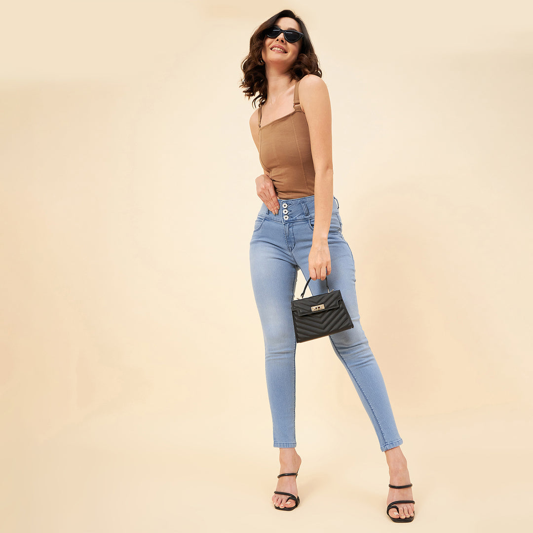 Women Blue Slim Fit High-Rise Clean Look Stretchable Jeans