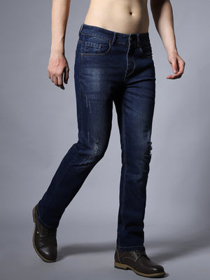 Men Regular Fit Mid Rise Mildly Distressed Stretchable Jeans