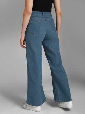 Women Clean look Wide Leg High-Rise Stretchable Jeans