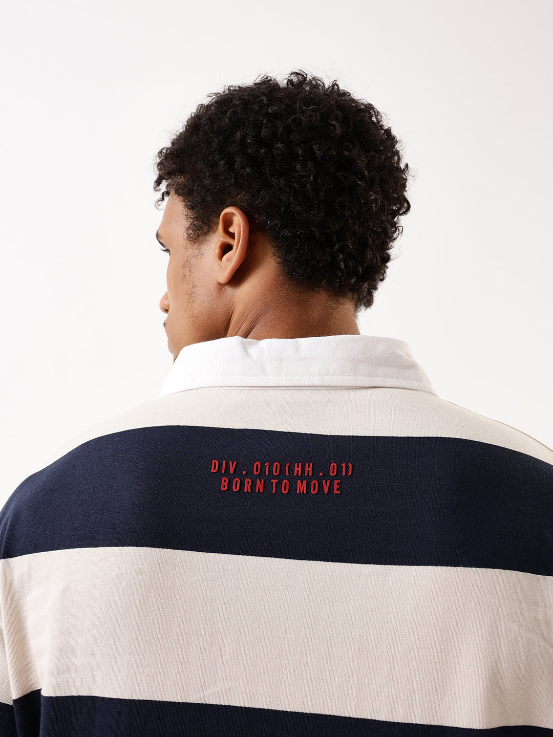 Hubberholme Men Striped Polo Collar Pure Cotton Oversized T-shirt