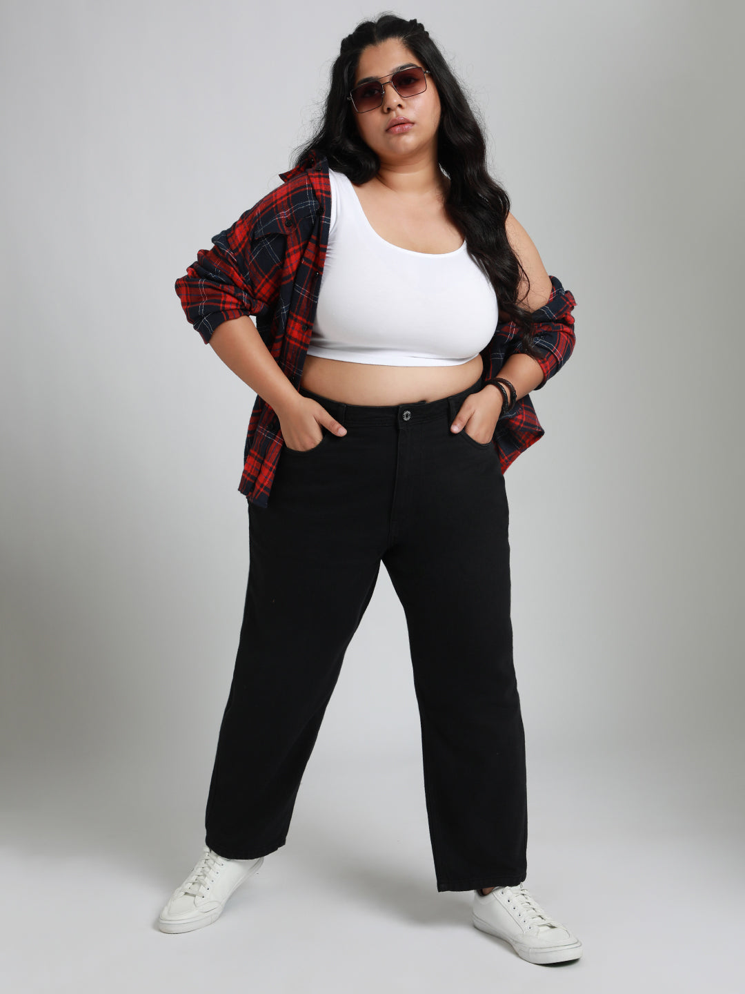 Clothing Womens Plus Black Jeans Joni Relaxed Capri Jeans In Plus