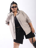 High Star Women Comfort Boxy Textured Satin Casual Shirt
