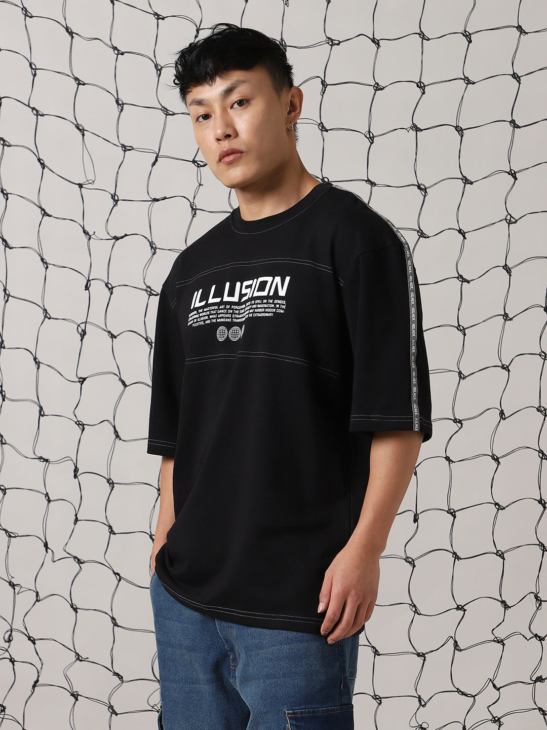 Hubberholme Men Graphic Printed Round Neck Cotton Oversized T-shirt