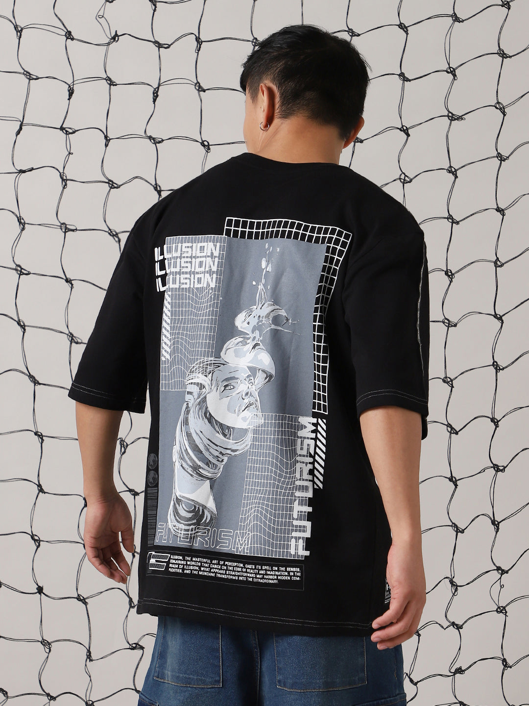 Hubberholme Men Graphic Printed Round Neck Cotton Oversized T-shirt