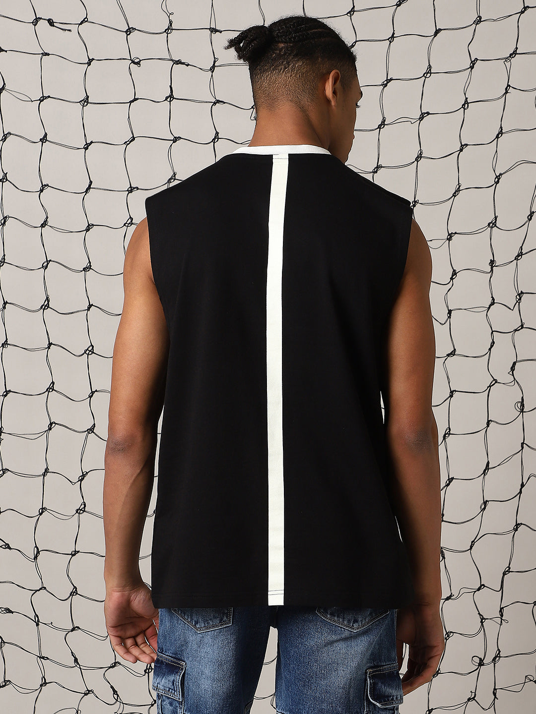 Hubberholme Men Graphic Printed Round Neck Cotton Oversized Vest Sleeveless T-shirt