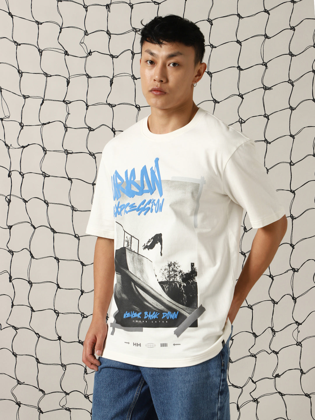 Hubberholme Men Street Graphic Printed Oversize Fit T-shirt