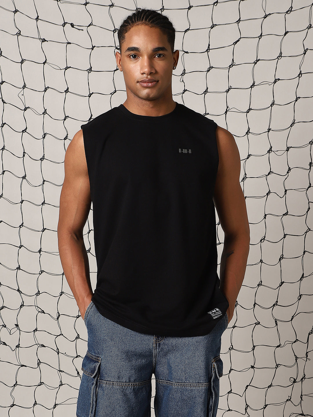 Hubberholme Men Round Neck Cotton Oversized Vest Sleeveless T-shirt