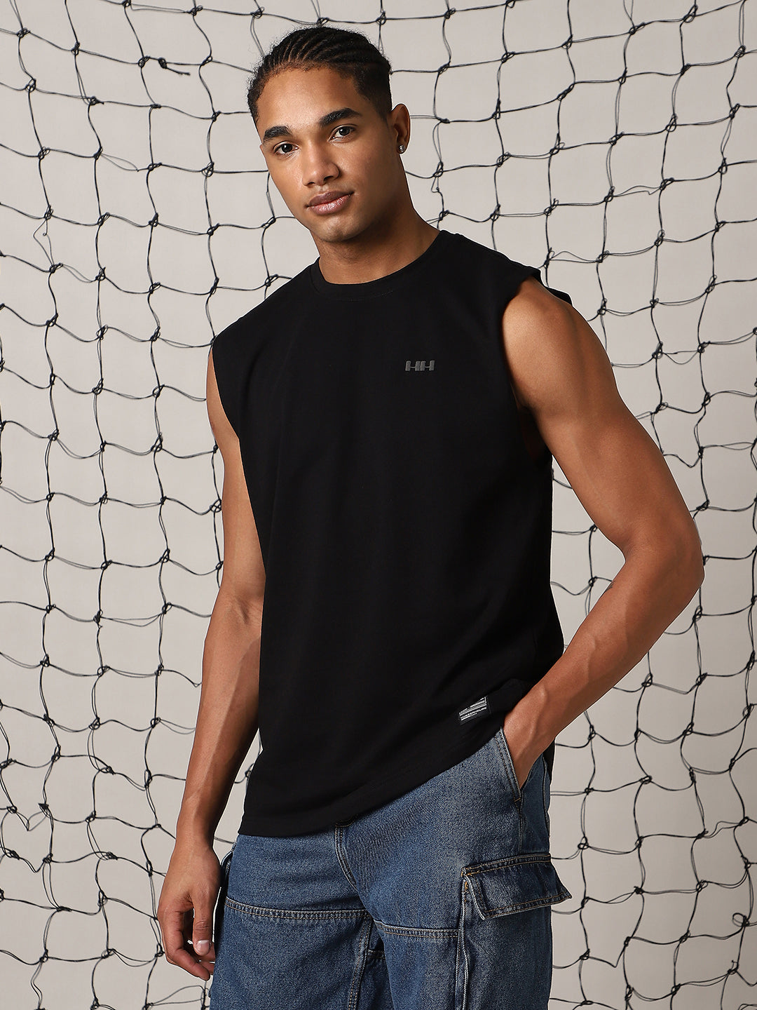 Hubberholme Men Round Neck Cotton Oversized Vest Sleeveless T-shirt