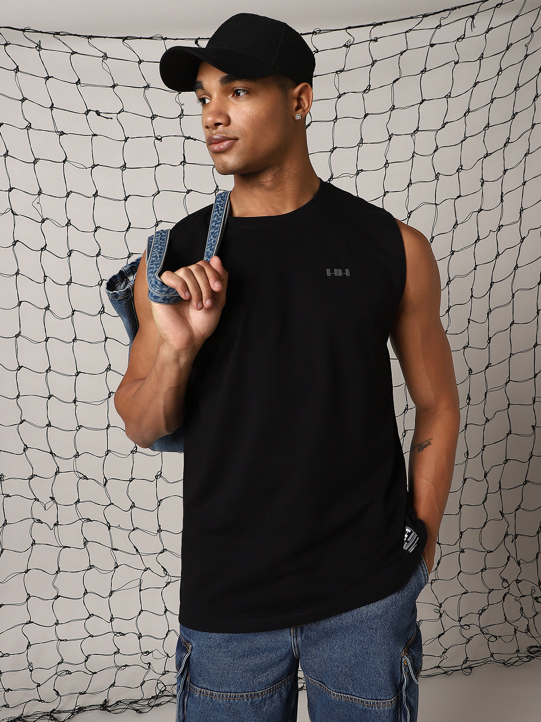 Hubberholme Men Round Neck Cotton Oversized Vest Sleeveless T-shirt