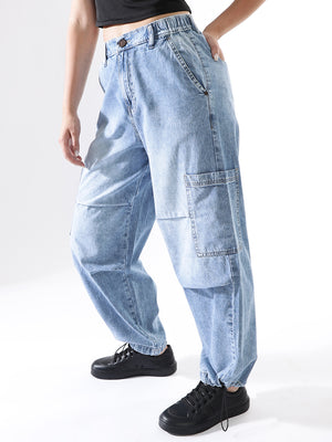 Hubberholme Women Washed Baggy High-rise Jeans