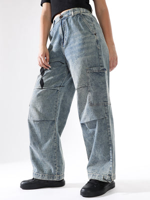 Hubberholme Women Washed Baggy High-rise Jeans