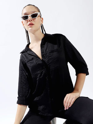 Hubberholme Women Oversized Fit Spread Collar Full Sleeves Shirts