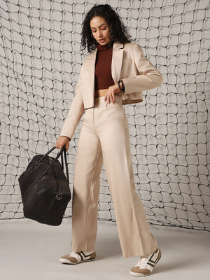 Hubberholme Women Solid Regular length Wide leg Trousers