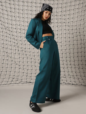 Hubberholme Women Solid Regular length Wide leg Trousers