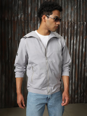 Men Printed Polyster Relaxed Fit Hood Long Sleeve Jackets