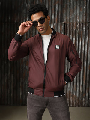 Men Solid Polyster Relaxed Fit Collar Long Sleeve Jackets