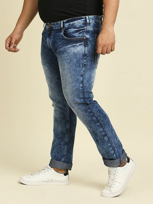 Men Plus Size Slim Fit Heavy Fade Stretchable Jeans