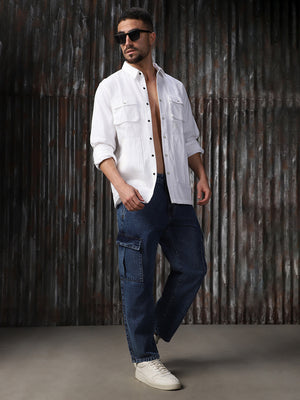 High Star Men Cotton Washed Loose Fit Mid-Rise Jeans