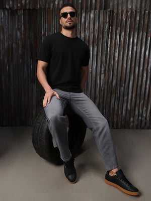 High Star Men Cotton Washed Straight Fit Mid-Rise Jeans