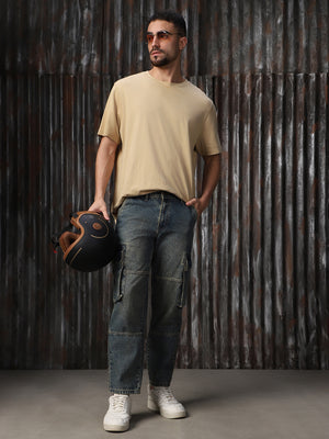 High Star Men Cotton Washed Straight Fit Mid-Rise Jeans