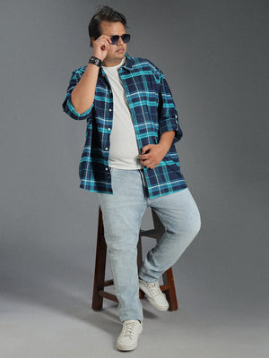 Plus Size Classic Tartan Checked Cotton Casual Shirt