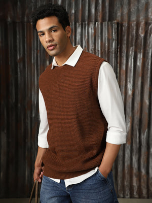 Men Knitted Acrylic Relaxed Fit Round neck Sleeveless Sweaters