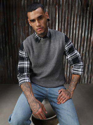 Men Knitted Acrylic Relaxed Fit Round neck Sleeveless Sweaters