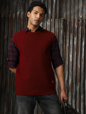 Men Knitted Acrylic Relaxed Fit Round neck Sleeveless Sweaters