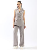 High Star Notched Lapel Collar Neck Waistcoat With Trousers Co-Ords