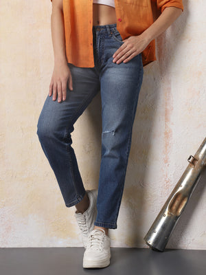 High Star Women Washed Slim Mom Jeans