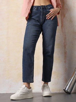 High Star Women Washed Slim Mom Jeans