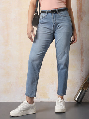 High Star Women Washed Slim Mom Jeans