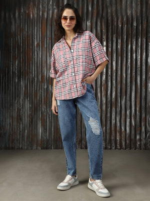 Women Check Oversized Fit Shirts