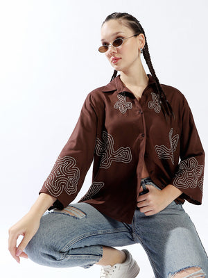 High Star Women Oversized Fit Spread Collar Full Sleeves Shirts