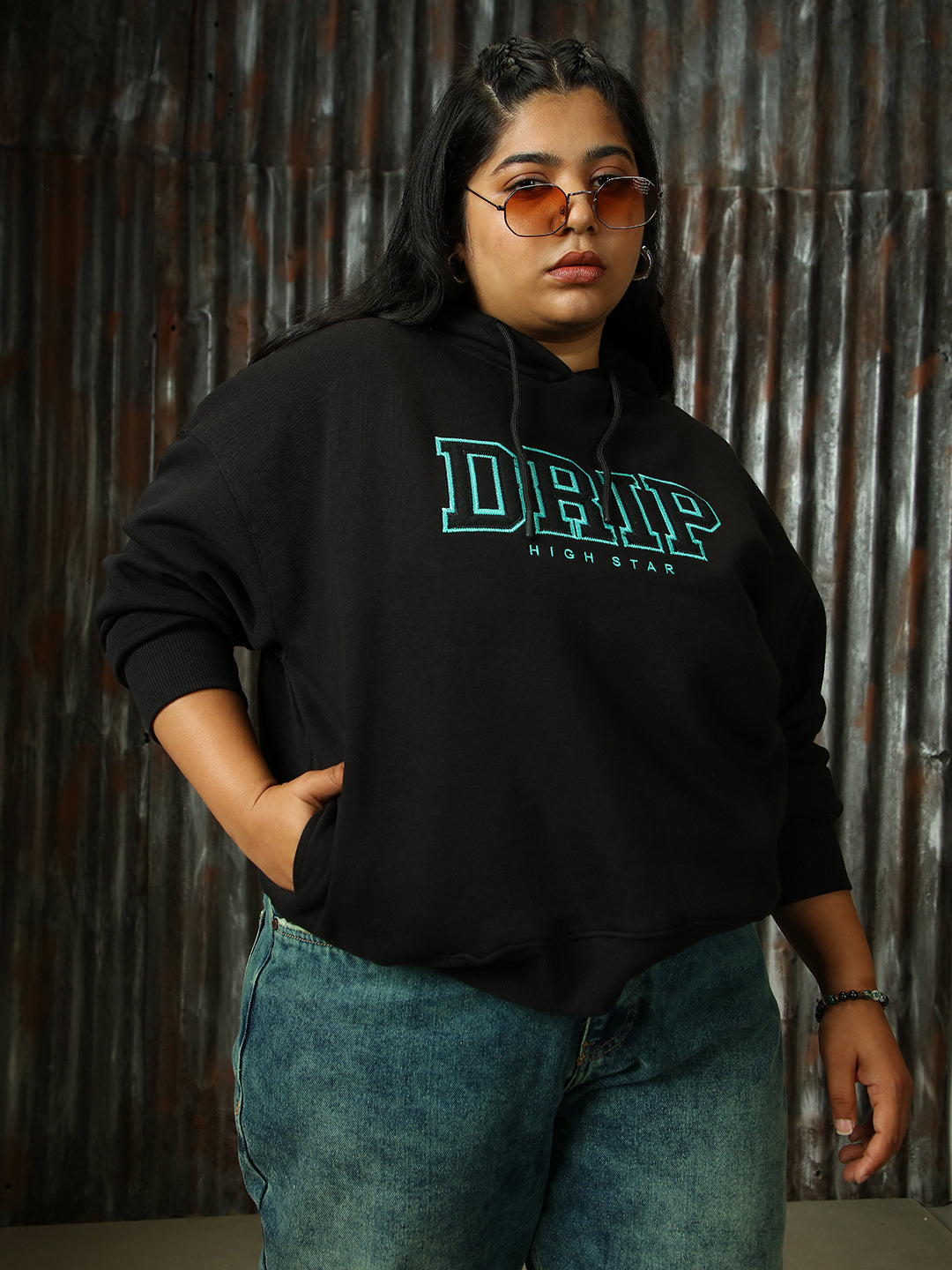 Women Printed Cotton Oversized Fit Hood Long Sleeve Sweatshirts