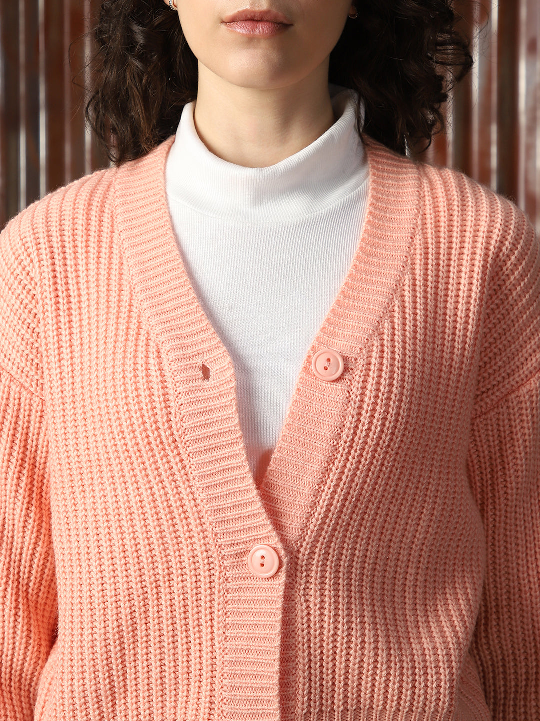 Women Knitted Acrylic Regular Fit  V Neck Long Sleeve Sweaters
