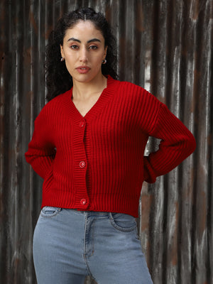 Women Knitted Acrylic Regular fit V Neck Long Sleeve Sweaters