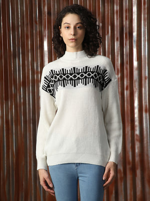Women Knitted Acrylic Regular Fit Round Neck Long Sleeve Sweaters
