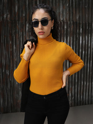 Women Knitted Acrylic Regular fit Turtle neck Long Sleeve Sweaters