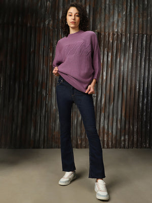 High Star Women Kimono Sleevels Patterned Loose Fit Pullover