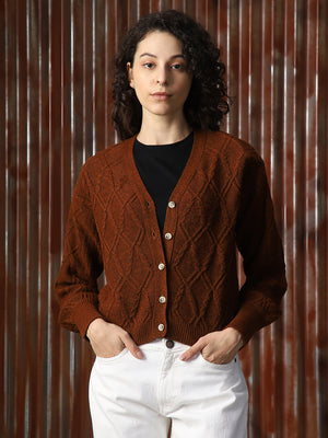 Women Knitted Acrylic Regular Fit V Neck Long Sleeve Sweaters