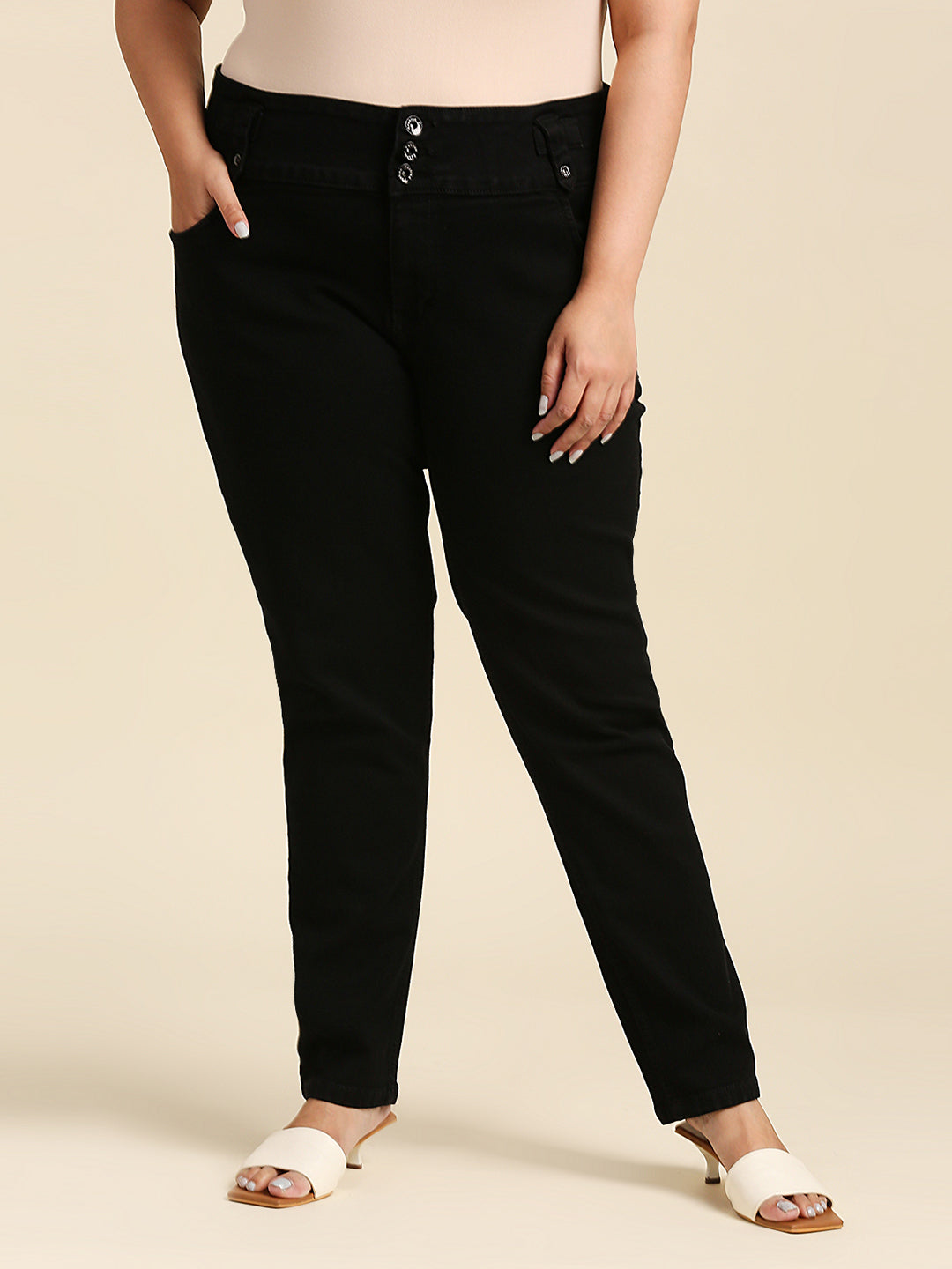 Women Slim Fit High-Rise Clean Look Stretchable Jeans