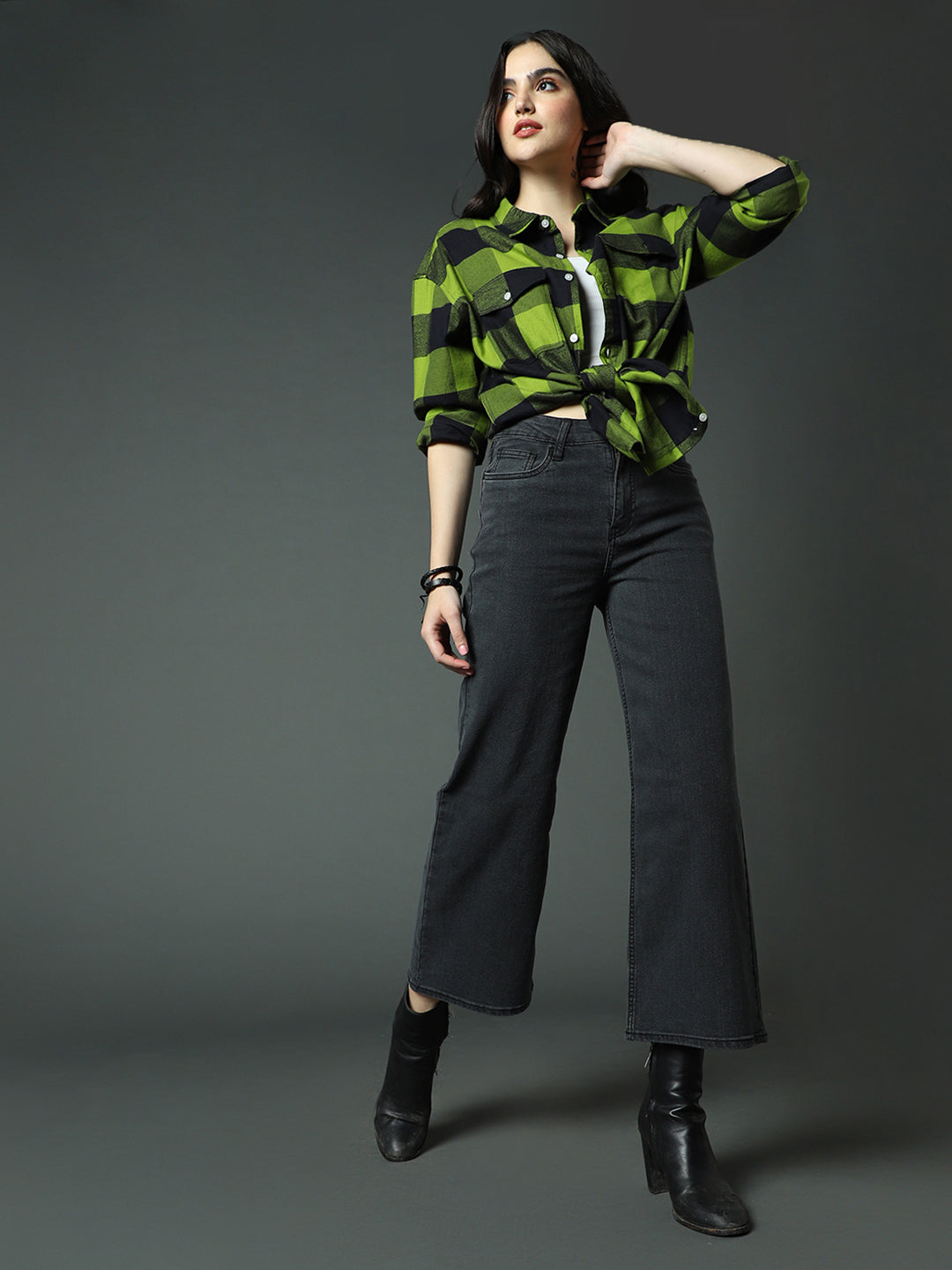 Women Clean Look Wide Leg High-Rise Stretchable Jeans