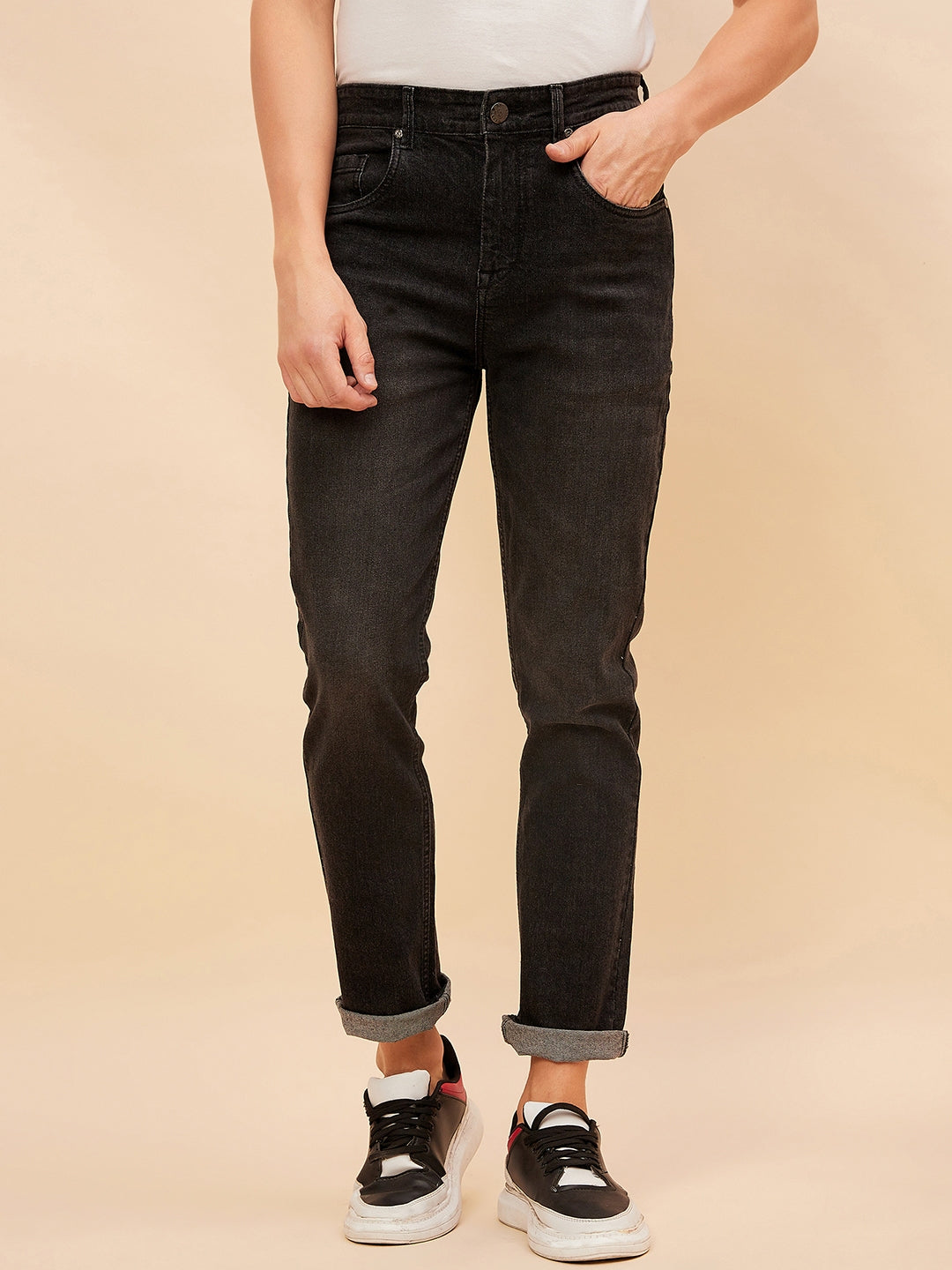 Men Straight Fit Light Fade Stretchable Jeans