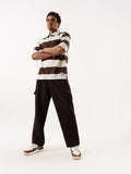 Hubberholme Men Striped Polo Collar Pure Cotton Oversized T-shirt